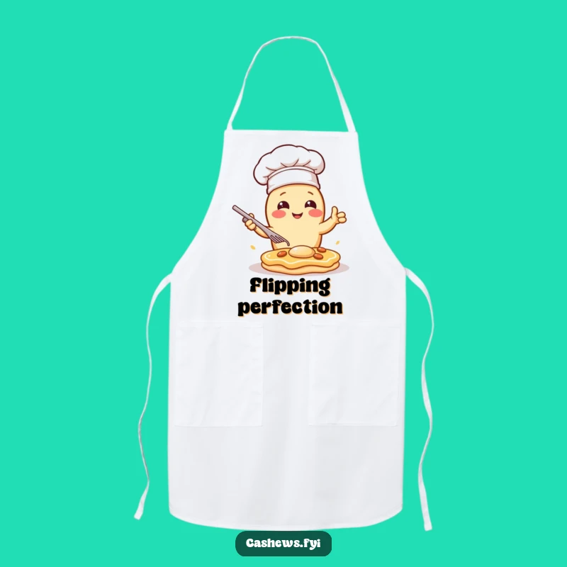 Funny Kawaii Cashew Chef Apron: Dramatic Pancake Flip, Hilarious Kitchen Style