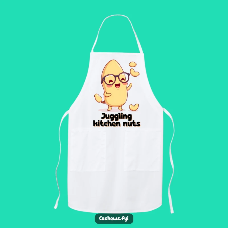 Funny Kawaii Cashew Apron: Spectacled Juggler Chef Wear, Humorous Snack Kitchen Gift