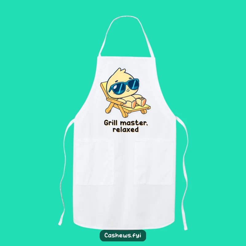 Funny Cashew Beach Bum Apron: Hilarious Chef Lounging, Perfect for Kitchen Fun!