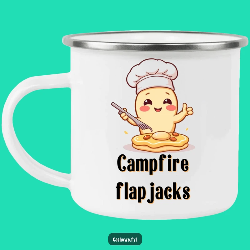 Funny Kawaii Cashew Chef Camping Mug: Dramatic Flip, Hilarious Outdoor Cooking