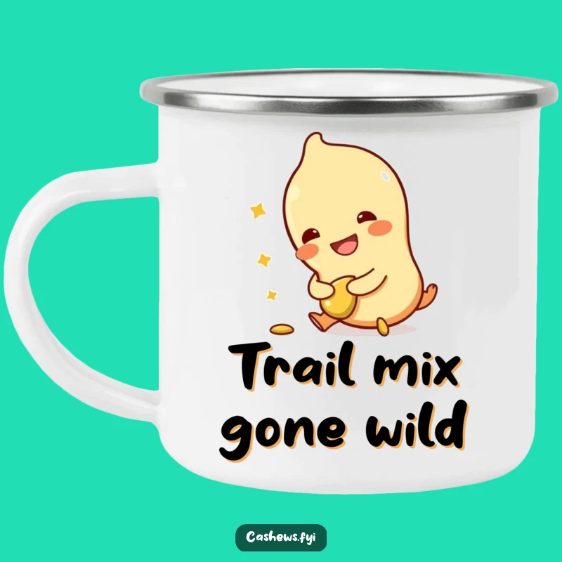 Funny Cashew Camping Mug: Durable Tripping Character for Outdoors, Gift