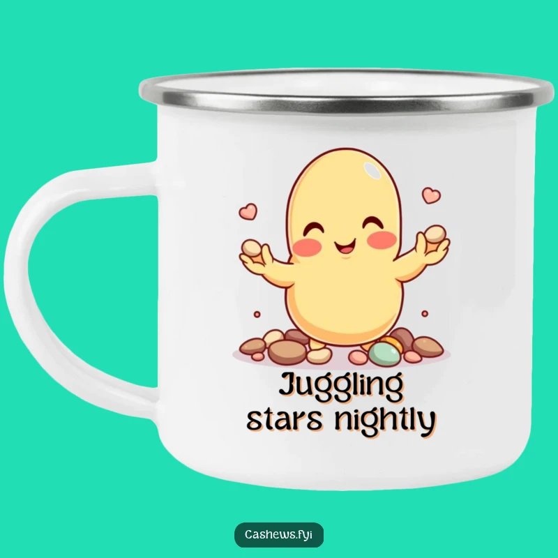 Funny Juggling Cashew Camping Mug - Durable Nut Cup for Focused Outdoors