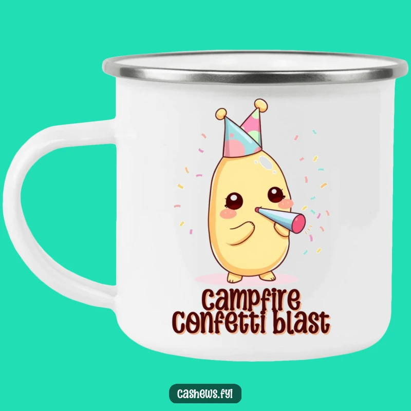 Funny Kawaii Cashew Party Camping Mug - Hilarious Outdoor Companion for Nutty Adventures