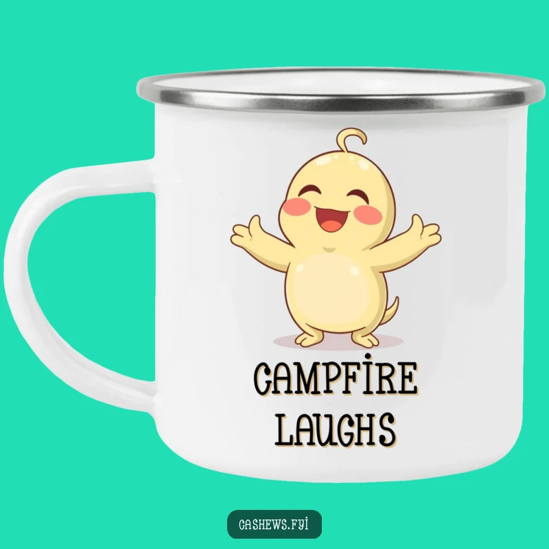 Funny Laughing Cashew Camping Mug: Adventure-Ready Joy for Your Brew