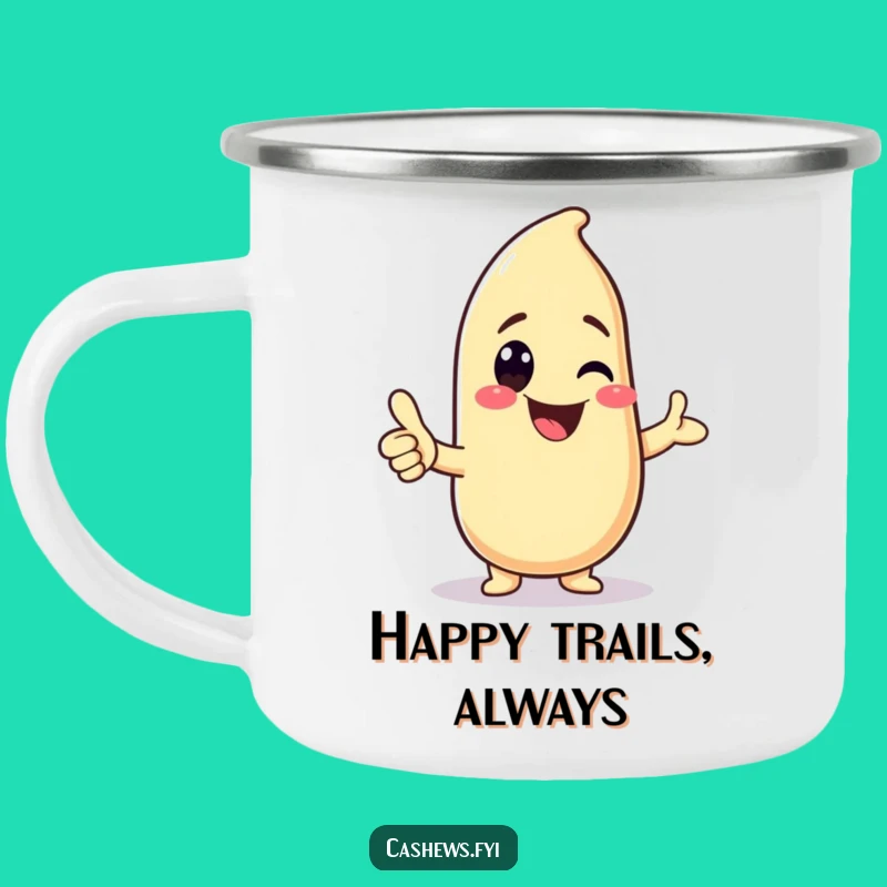 Funny Kawaii Cashew Thumbs-Up Camping Mug: Cute Camp Vibes, Perfect Funny Gift
