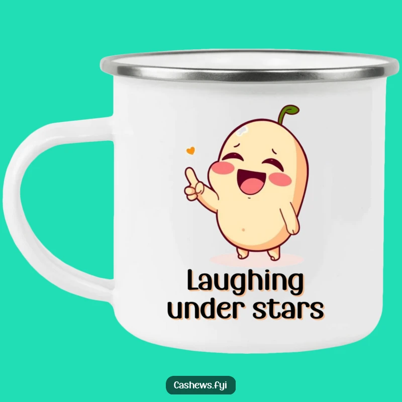 Funny Laughing Cashew Camping Mug - Rugged Humor for Outdoor Laughs