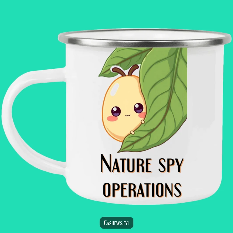 Funny Cashew Camping Mug: Googly Eye Nut Peeking Cup