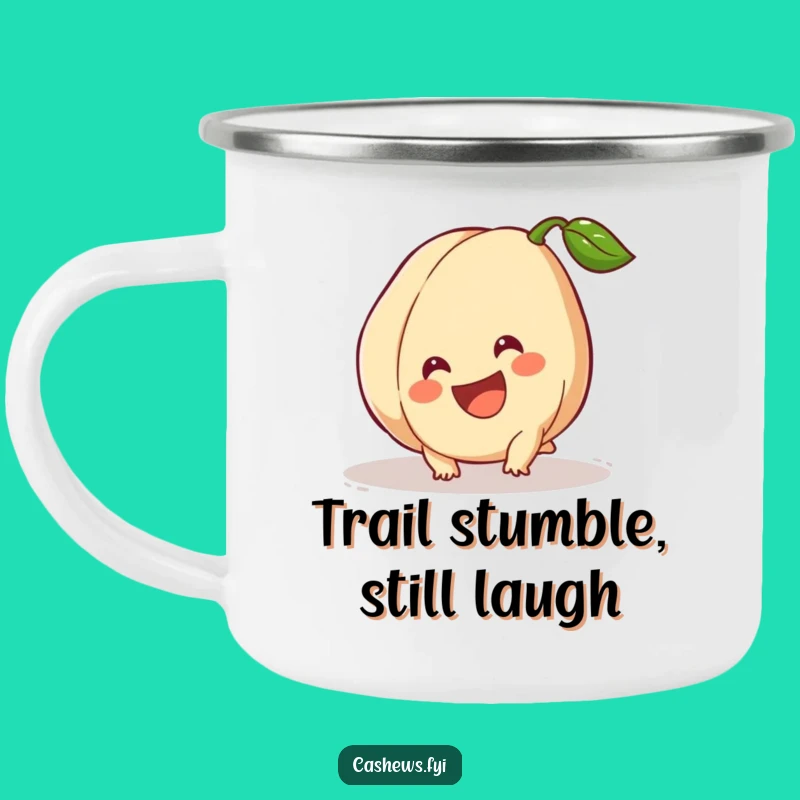 Funny Cashew Camping Mug: Tripping Nut Smiling Big Cup