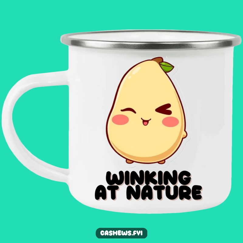 Funny Kawaii Cashew Wink Camping Mug: Campfire Secrets, Perfect Funny Gift