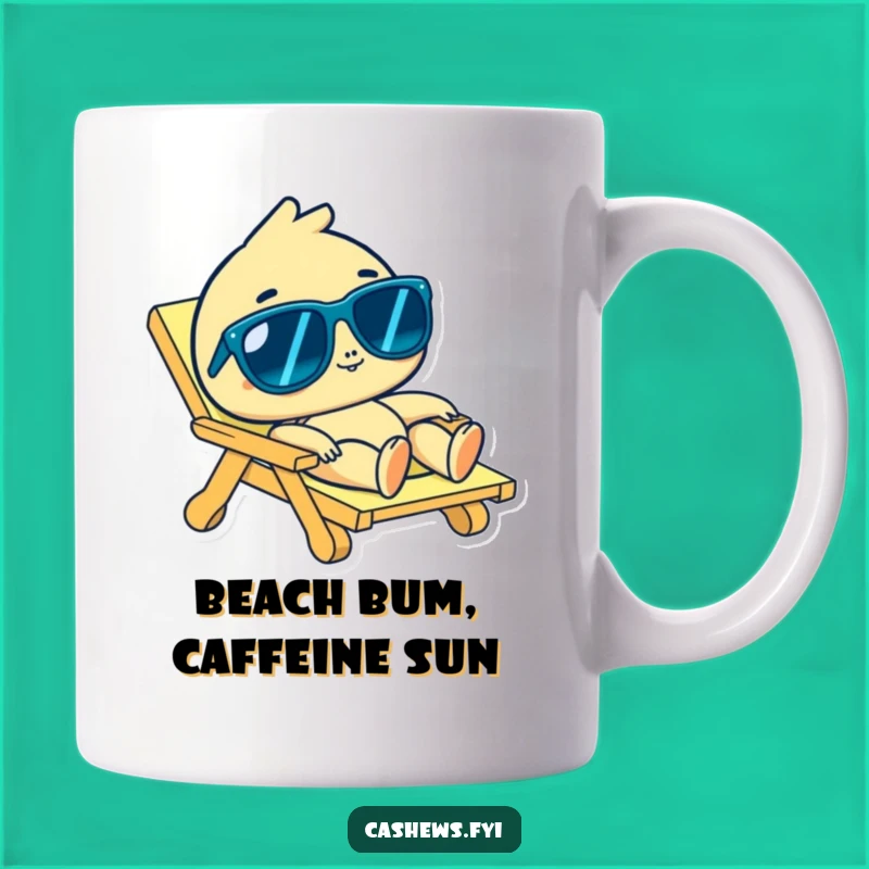 Funny Cashew Beach Bum Mug: Hilarious Character Relaxing, Perfect Gift for Vacation Lovers!