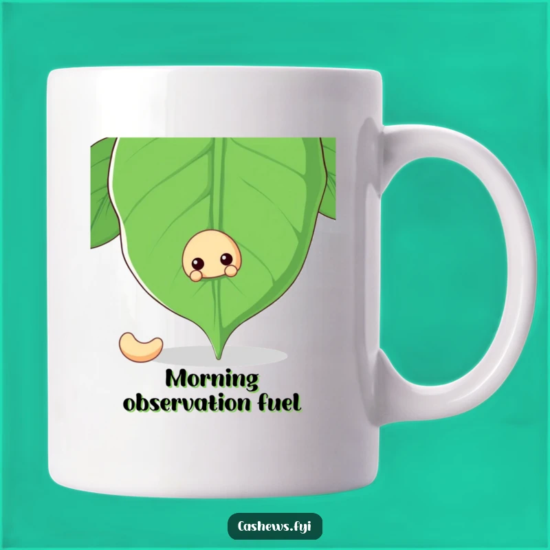 Funny Cashew Nut Leafy Peek Mug - Hidden Surprise Funny Gift!