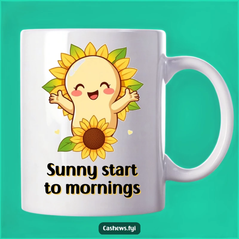 Funny Cashew Nut Sunflower Hug Mug - Nature Lover, Perfect Cheerful Gift!