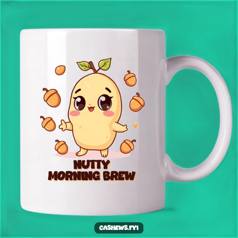 Funny Kawaii Cashew Juggling Acorns Mug - Cute Nutty Gift for Joyful Mornings