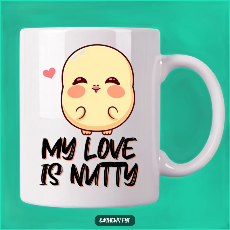 Funny Kawaii Cashew Kiss Mug: Adorable Cheeky Nut, Perfect Funny Gift for Her