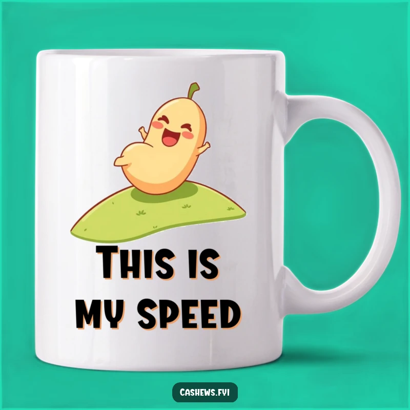 Funny Rolling Cashew Mug: Joyful Nut Rolling Downhill, Perfect Gift