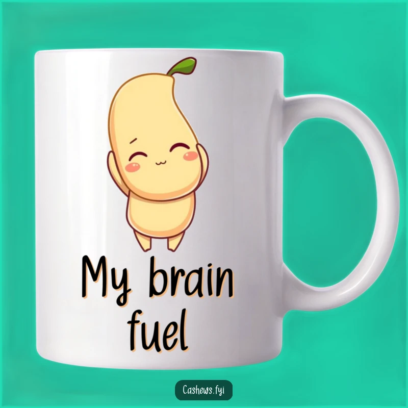 Funny Cashew Winking Gift Mug - A Hilarious Nutty Character Holding a Glowing Cashew