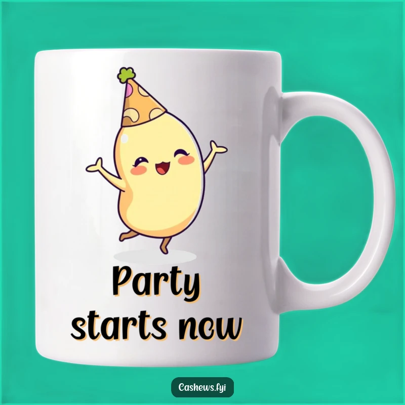 Funny Cashew Mug: Party Character Dancing with Hat, Perfect Gift