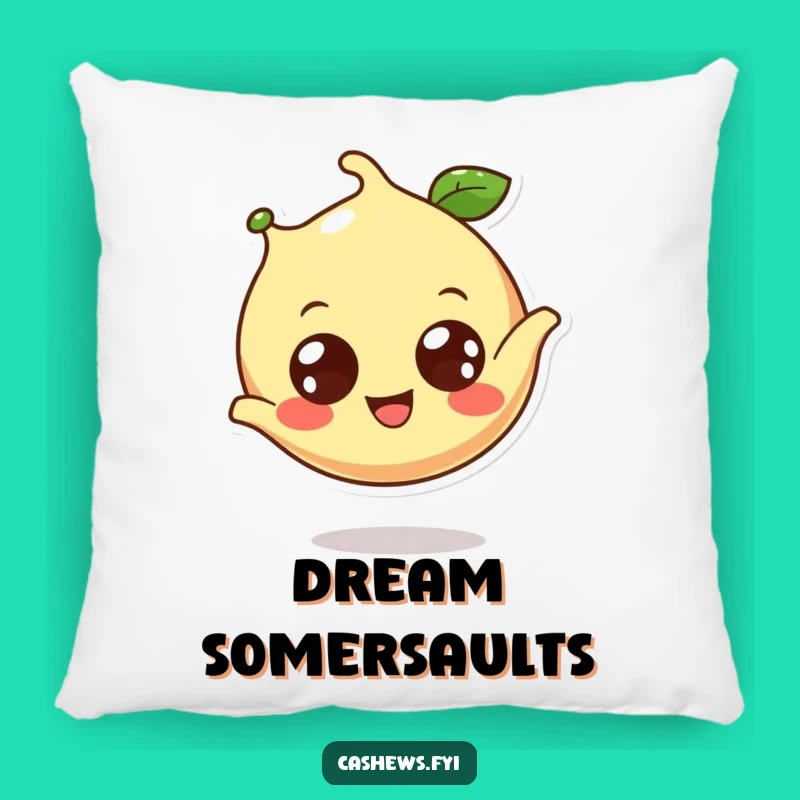 Funny Cashew Comfort Pillow: Cheerful Cashew Somesault Cushion for Cozy Fun