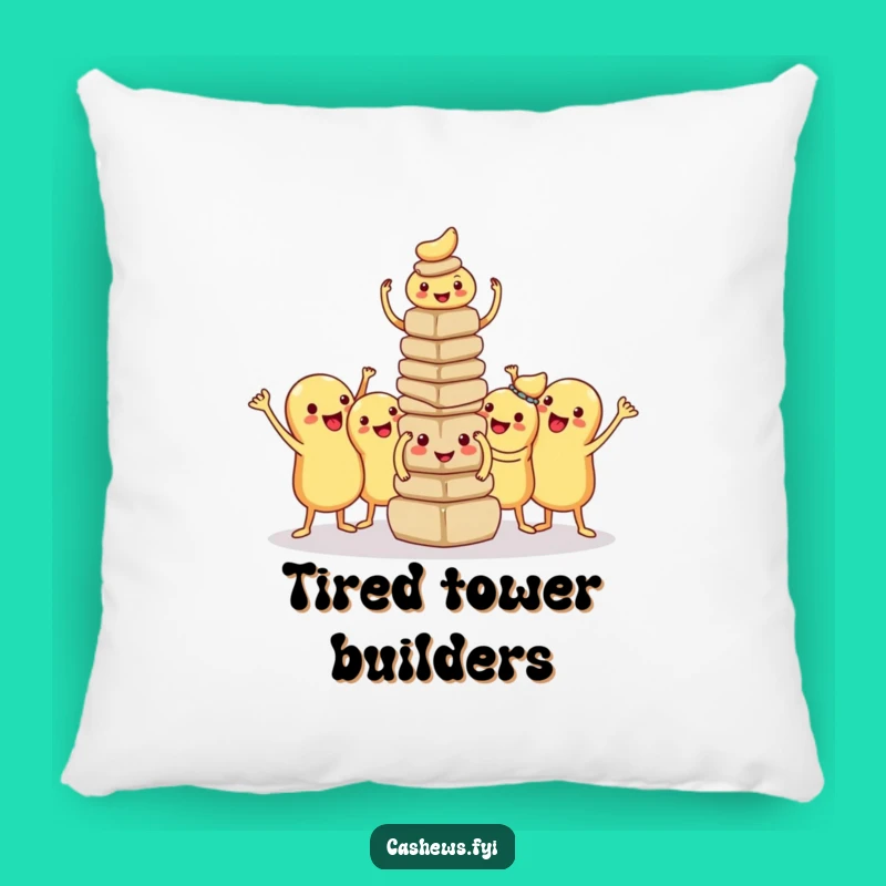 Funny Kawaii Cashew Tower Pillow: Soft Proud Builders Cushion, Comfy Teamwork Gift