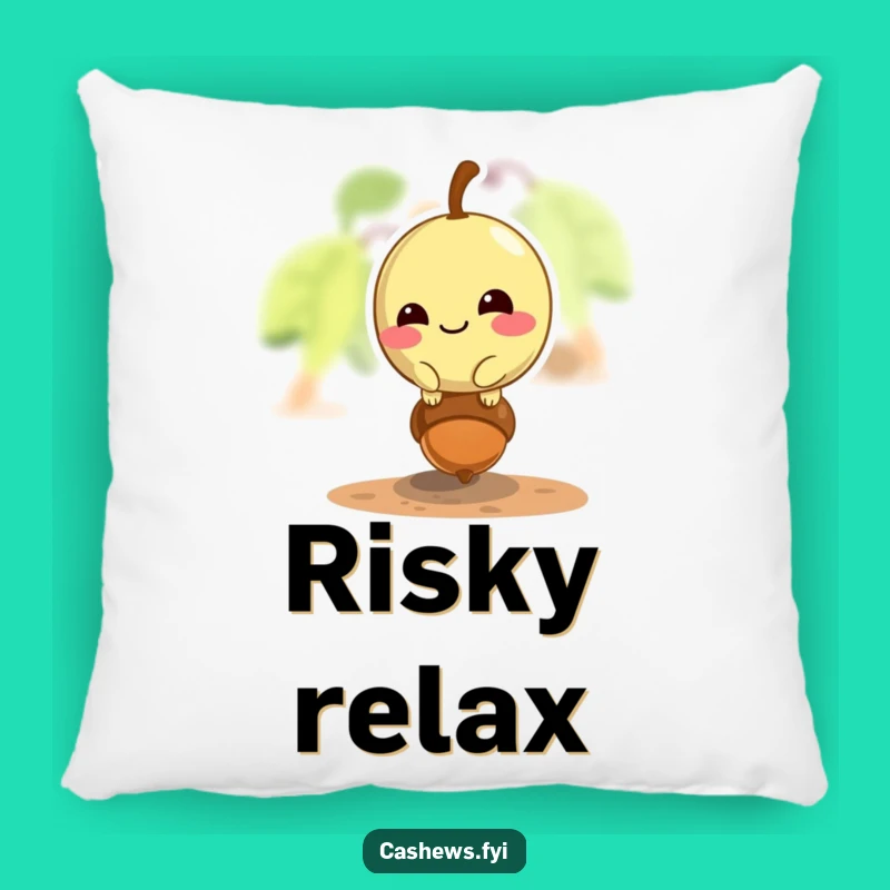 Funny Cashew Comfort Pillow: Mischievous Cashew Balancing Acorn Cushion