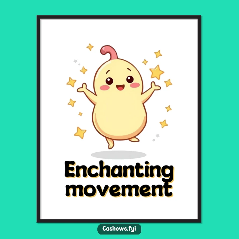 Funny Cashew Digital Art: Starry Nut Grooving Print