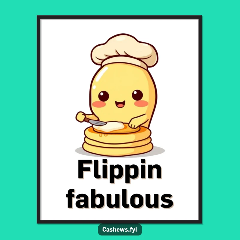 Funny Cashew Chef Digital Art: High-Res Humorous Pancake Art Print
