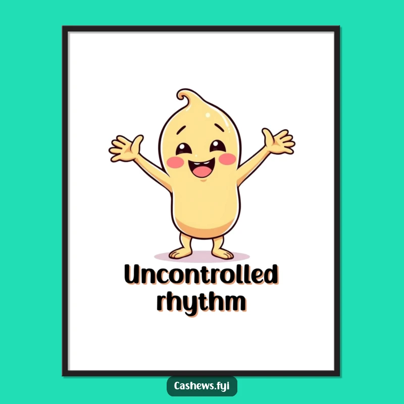 Funny Cashew Dance Party Digital Art: Hilarious Grooving Character, Perfect Printable Funny Gift!