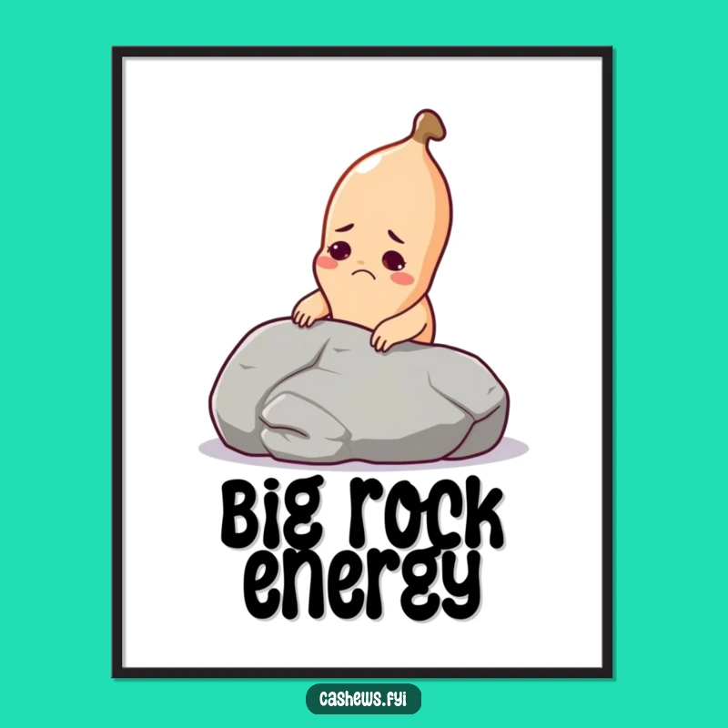 Funny Cashew Digital Art: Hilarious Cashew Lifting Pebble for Instant Wall Decor