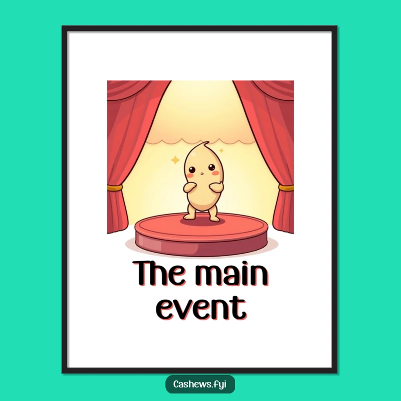 Funny Cashew Nut Dramatic Pose Digital Print - Wall Art Gift!