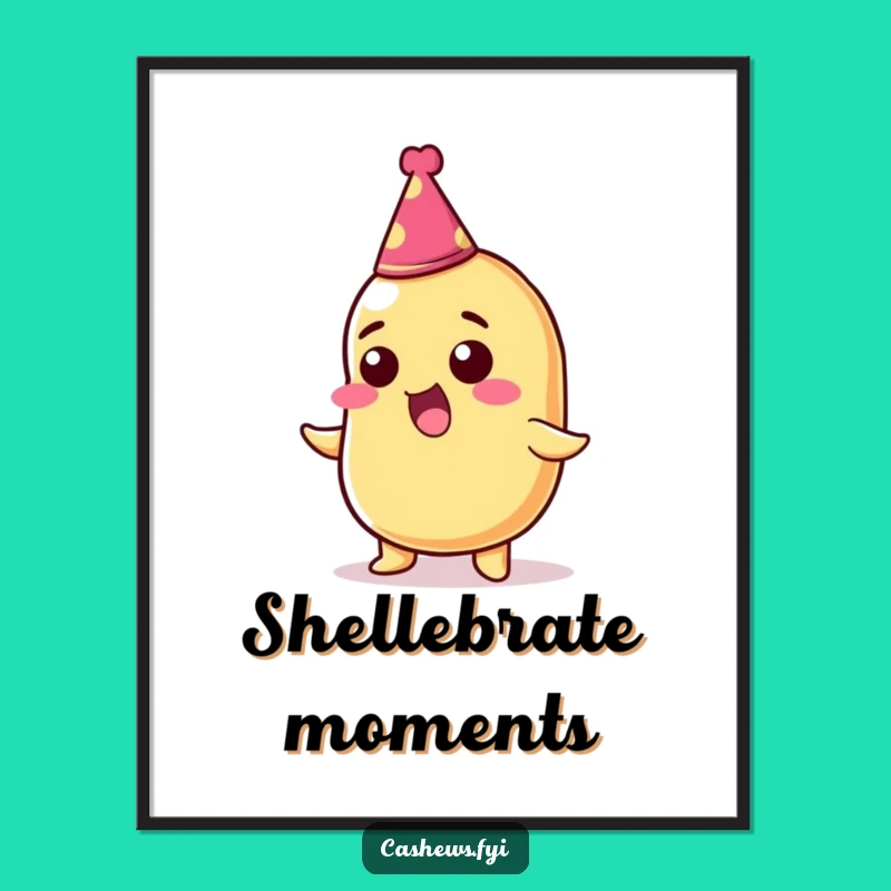 Funny Cashew Nut Party Hat Digital Print - Thrilled Nut Decor, Instant Gift!