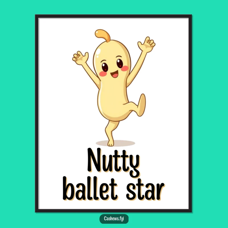 Funny Cashew Pose Digital Art: Dramatic Nut Print, Instant Humorous Gift