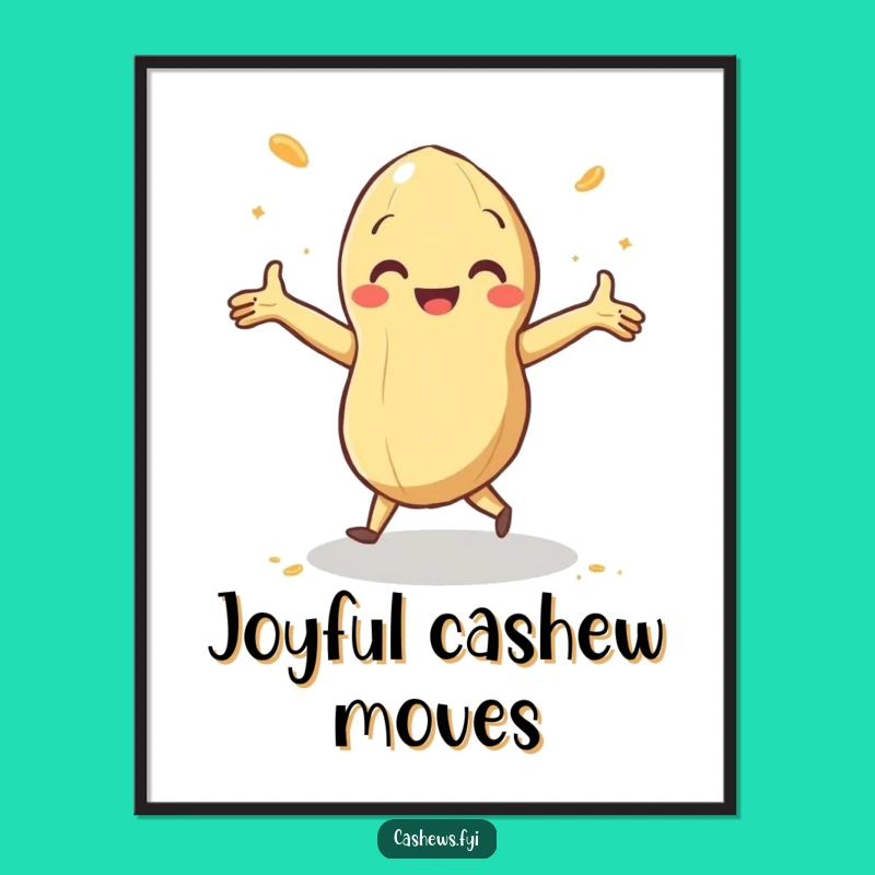 Funny Dancing Cashew Digital Art: Energetic Nutty Artwork for Vibrant Wall Decor