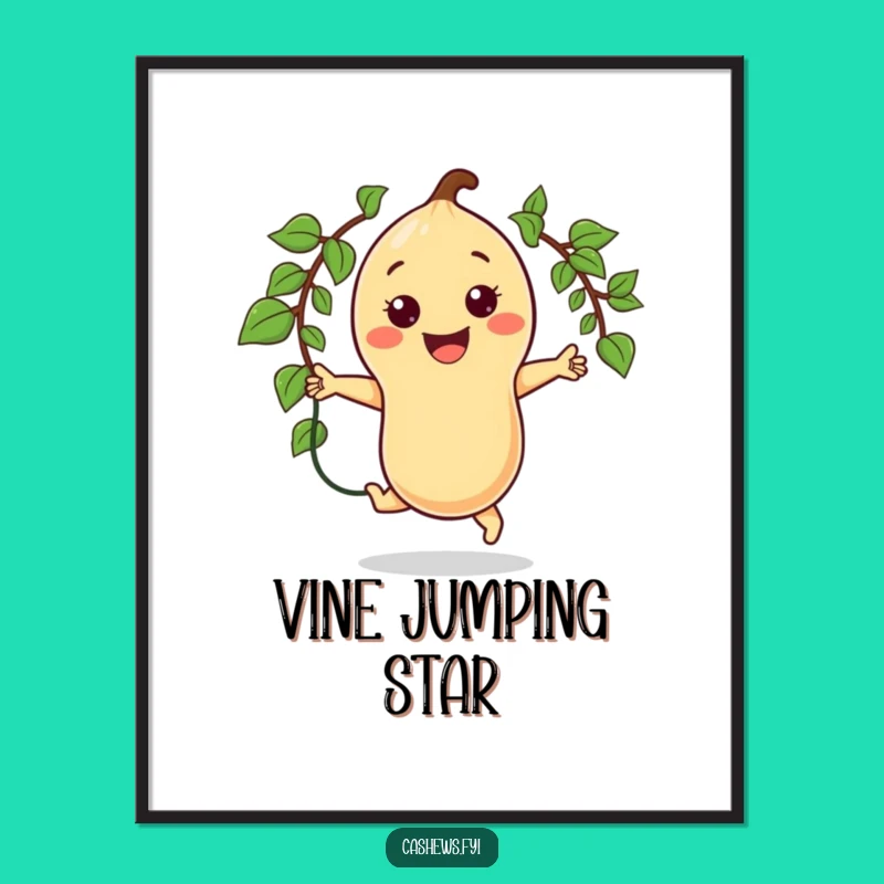 Funny Jumping Cashew Digital Art: High-Res Humorous Fitness Art