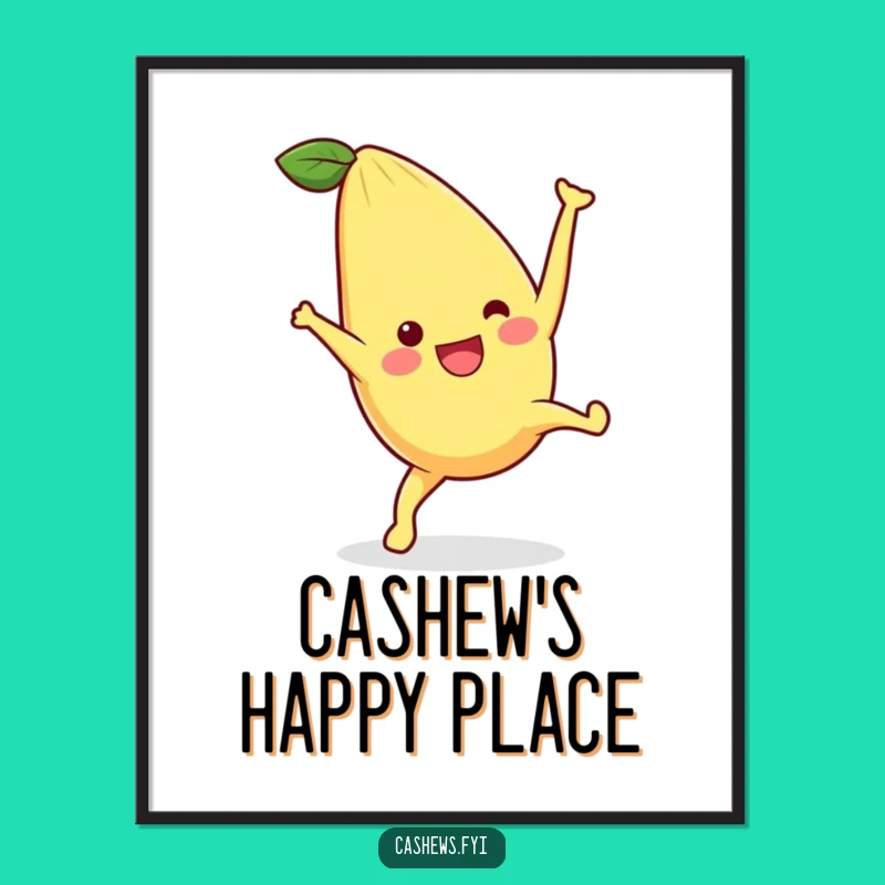 Funny Kawaii Cashew Cartwheel Digital Print: Instant Joyful Wall Art!