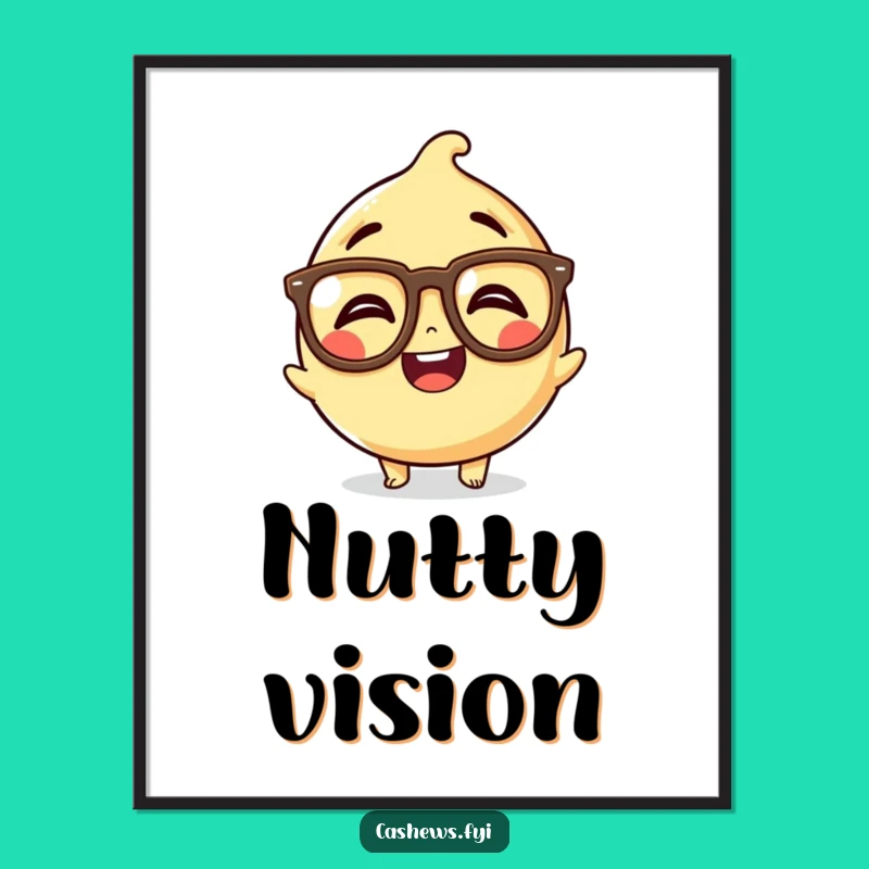 Funny Kawaii Cashew Spectacle Digital Art: Instant Giggles, Hilarious Funny Gift