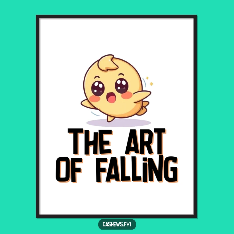 Funny Surprised Cashew Digital Art: Relatable Nutty Artwork for Walls that Embrace Imperfection