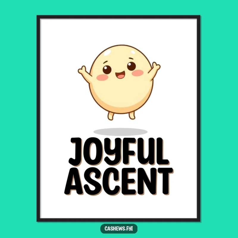 Funny Leaping Cashew Digital Art: Instant Nut Humor Download, Uplifting Wall Decor