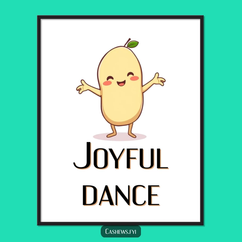 Funny Kawaii Cashew Digital Art: Silly Dance Decor for a Hilarious and Joyful Space