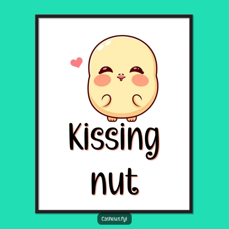 Funny Kawaii Cashew Kiss Digital Art: Instant Cheeky Nut Decor, Perfect Funny Gift