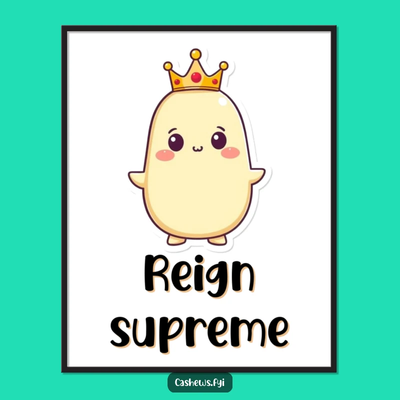 Funny Cashew King Digital Art: Instant Royalty for Your Space!