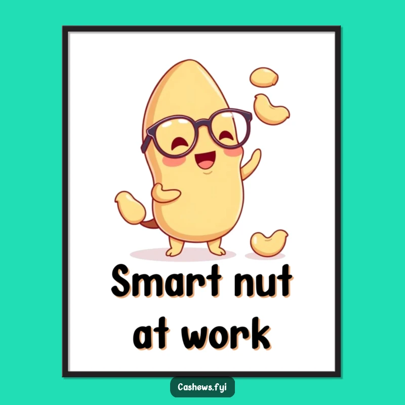Funny Kawaii Cashew Digital Art: Spectacled Juggler Printable, Instant Humorous Decor