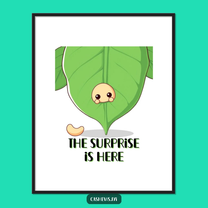 Funny Cashew Nut Leafy Peek Digital Print - Whimsical Wall Art!