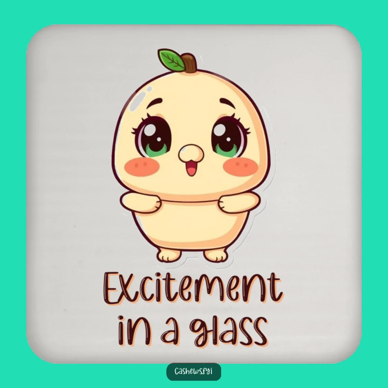 Funny Kawaii Cashew Wonder Drink Coaster - Hilarious Nutty Accessory for Your Table