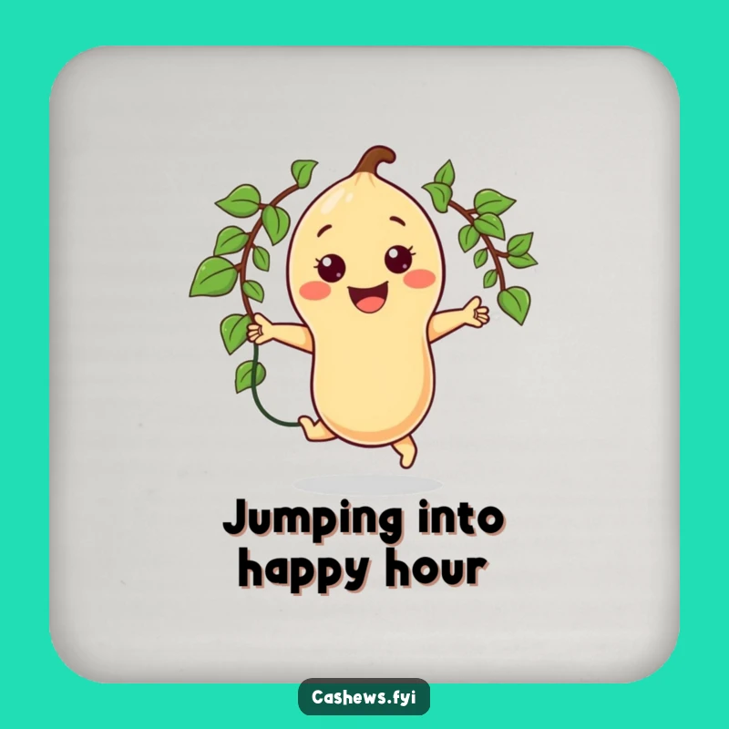 Funny Jumping Cashew Drink Coaster: Protect Surfaces with Fun