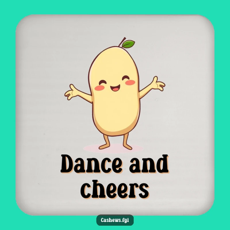 Funny Kawaii Cashew Drink Coaster: Silly Dance Protection for Hilarious Tables