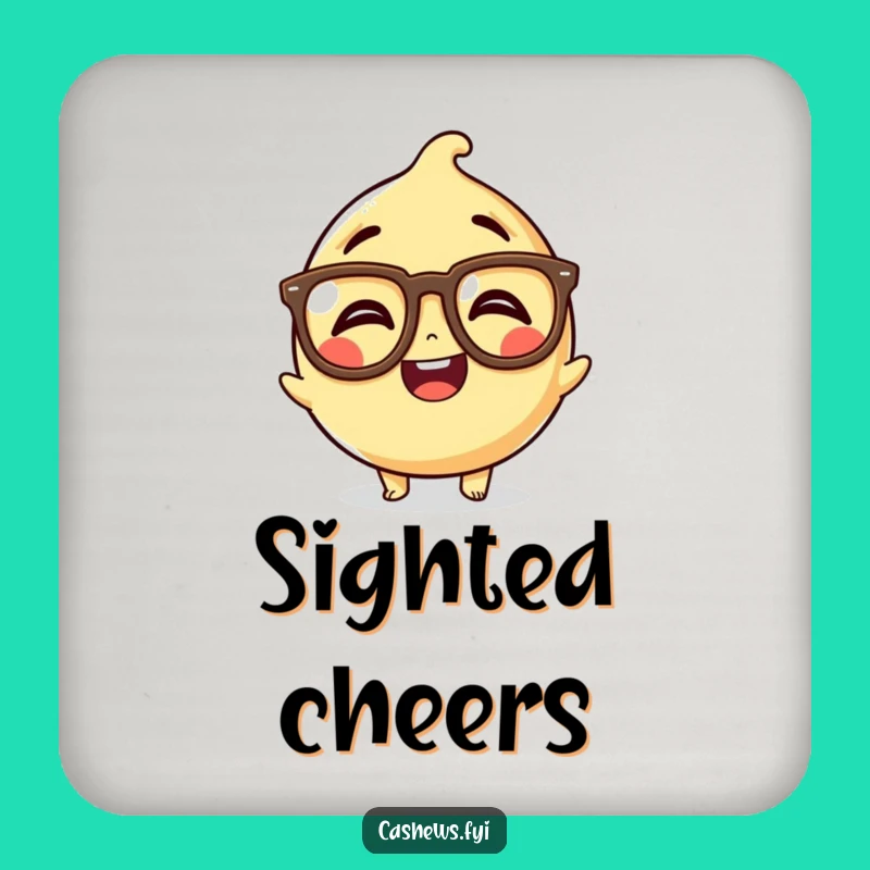 Funny Kawaii Cashew Spectacle Coaster: Giggle Nutty Protection, Smart Funny Gift