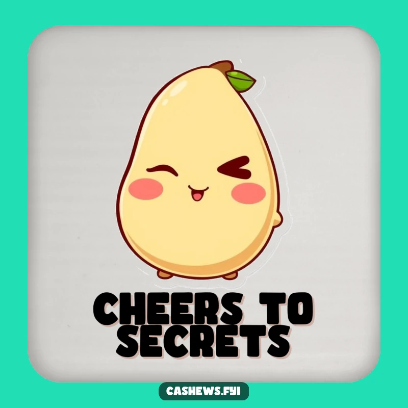 Funny Kawaii Cashew Wink Coasters: Cheeky Surface Savers, Perfect Funny Gift Set