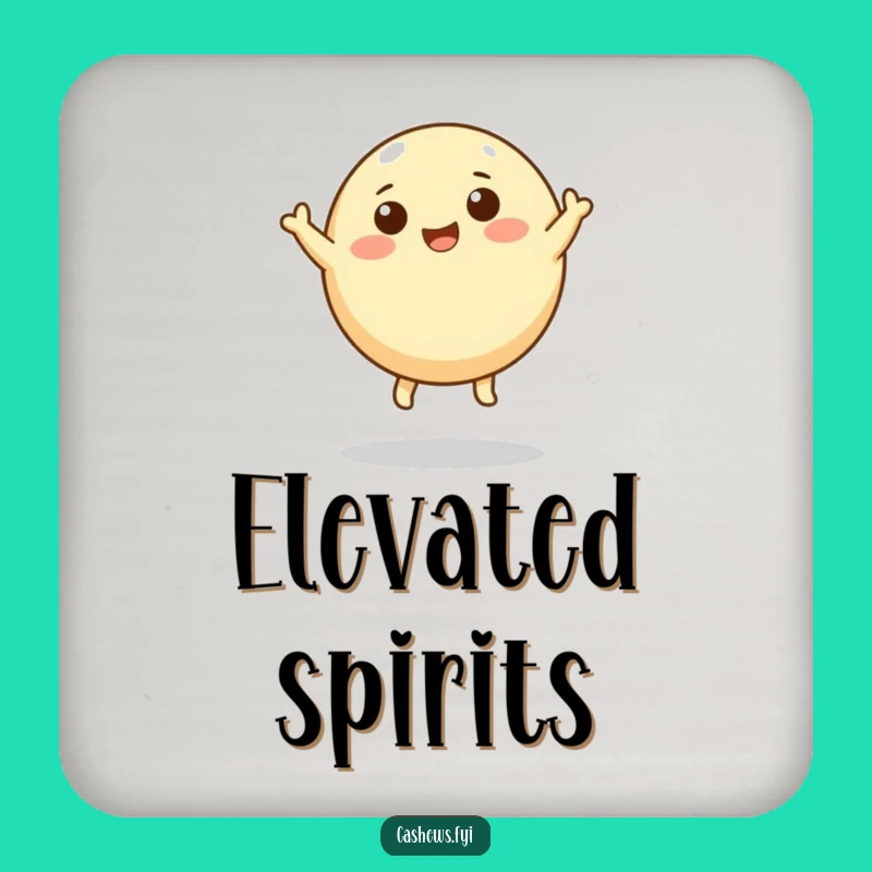 Funny Leaping Cashew Drink Coaster: Protect Surfaces with Nut Art, Hilarious Gift