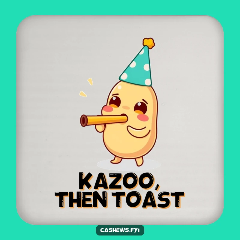 Funny Party Cashew Coaster: Protect Surfaces with Nutty Festivity and Joyful Tunes