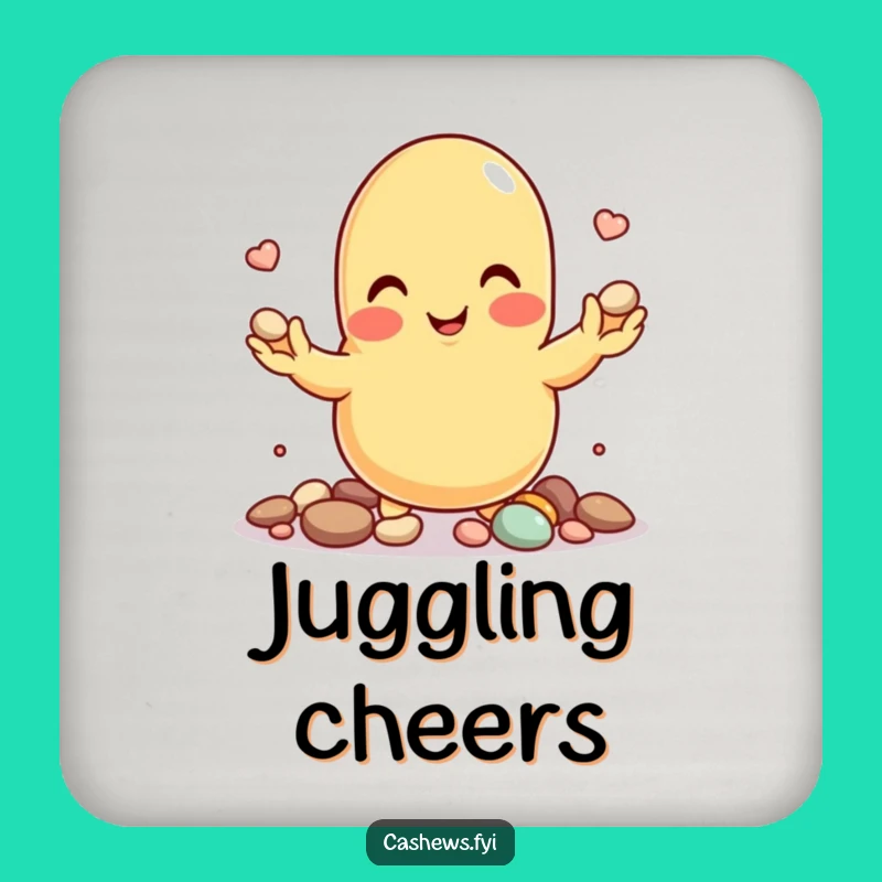 Funny Juggling Cashew Coaster - Skillful Nut Drink Protector for Focused Tables